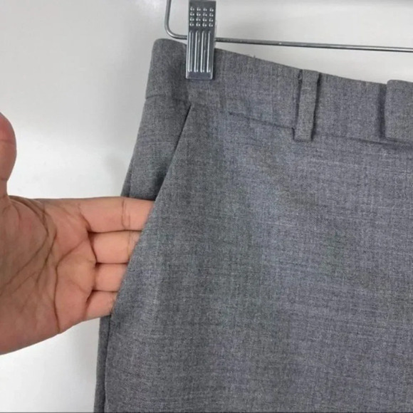 Club Monaco Grey Wool Blend Slim Straight Trouser Pants Cuffed Hem Sz 00 - Picture 3 of 9